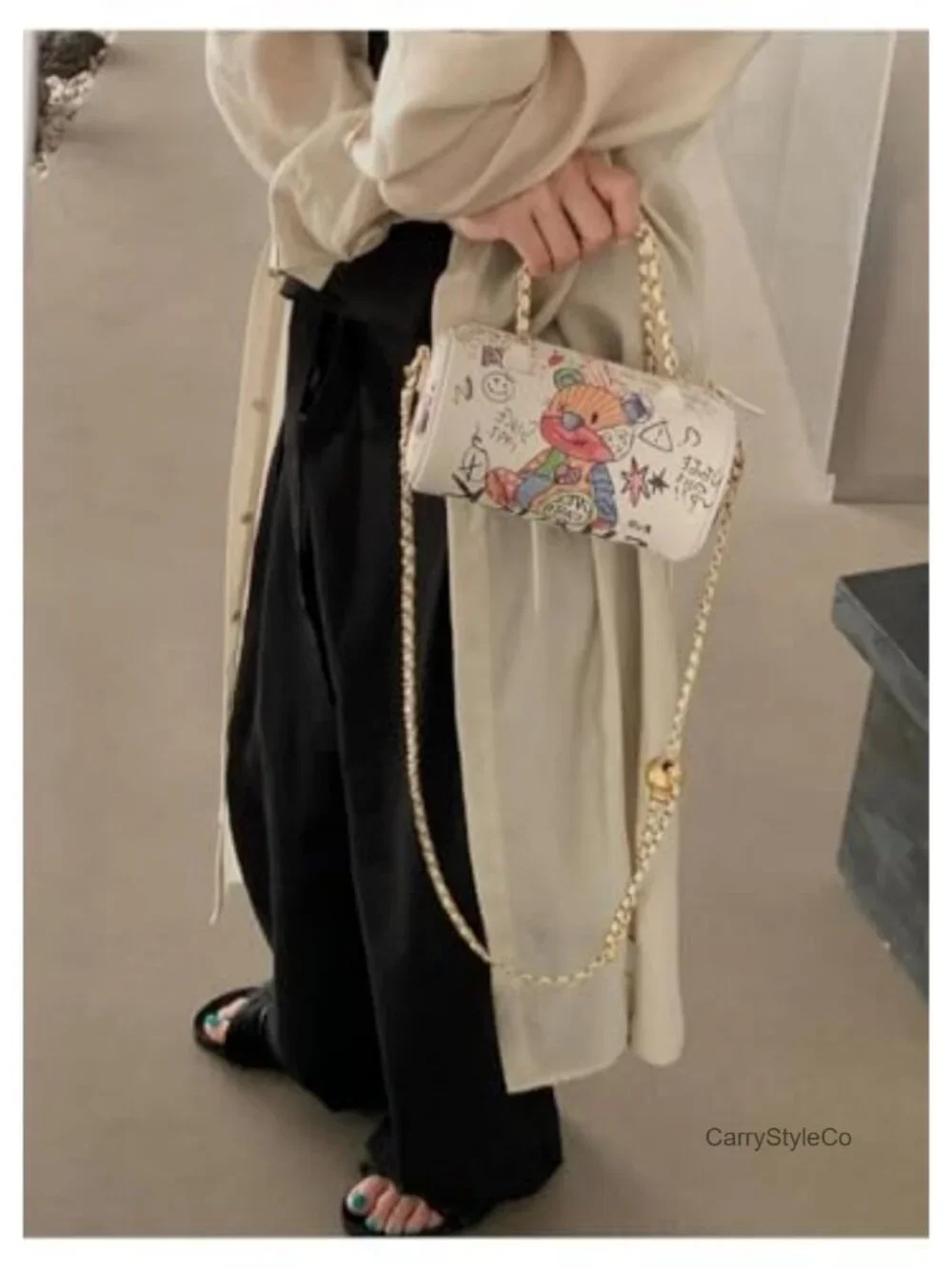 Graffiti Crossbody Bag, PU Leather Mini Shoulder Purse, Chain Bag for Women